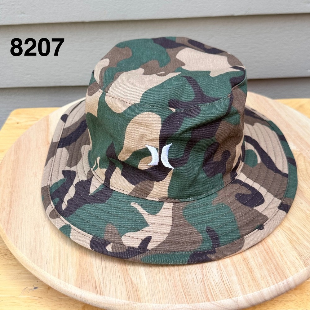 Hurley Mens Bucket Sun Hat High Trail Boonie Camo Cap Woodland Green Brown Small